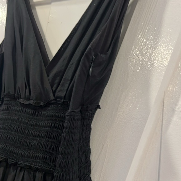 Cinq a Sept Black Rouched Tiered Silk Cotton Blend Maxi Dress Size 8 - Picture 5 of 9